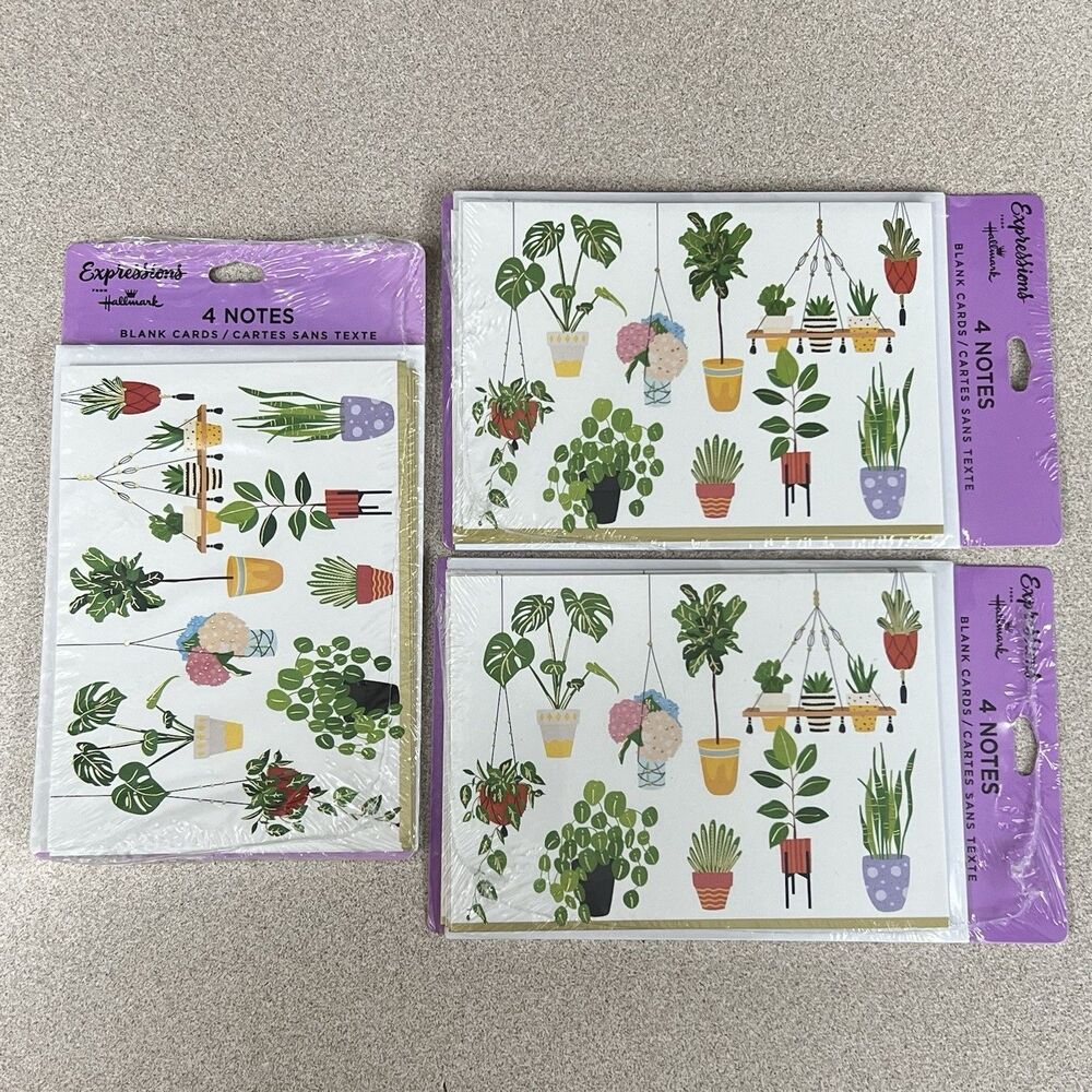 Hallmark Expressions Potted Plants Blank Note Cards Set of 12 Cards & Envelopes